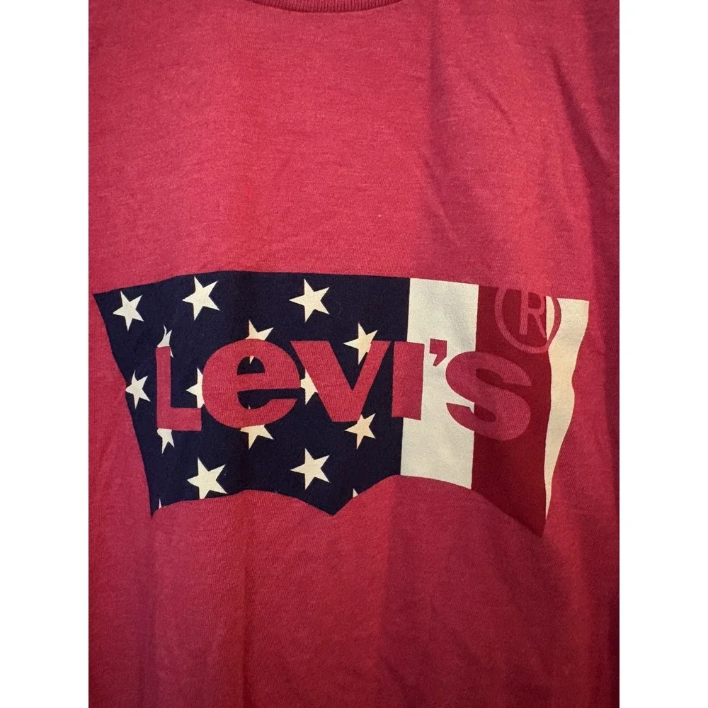 Levi's Men's American flag lightweight t-shirt Size L heather red 4th of July!